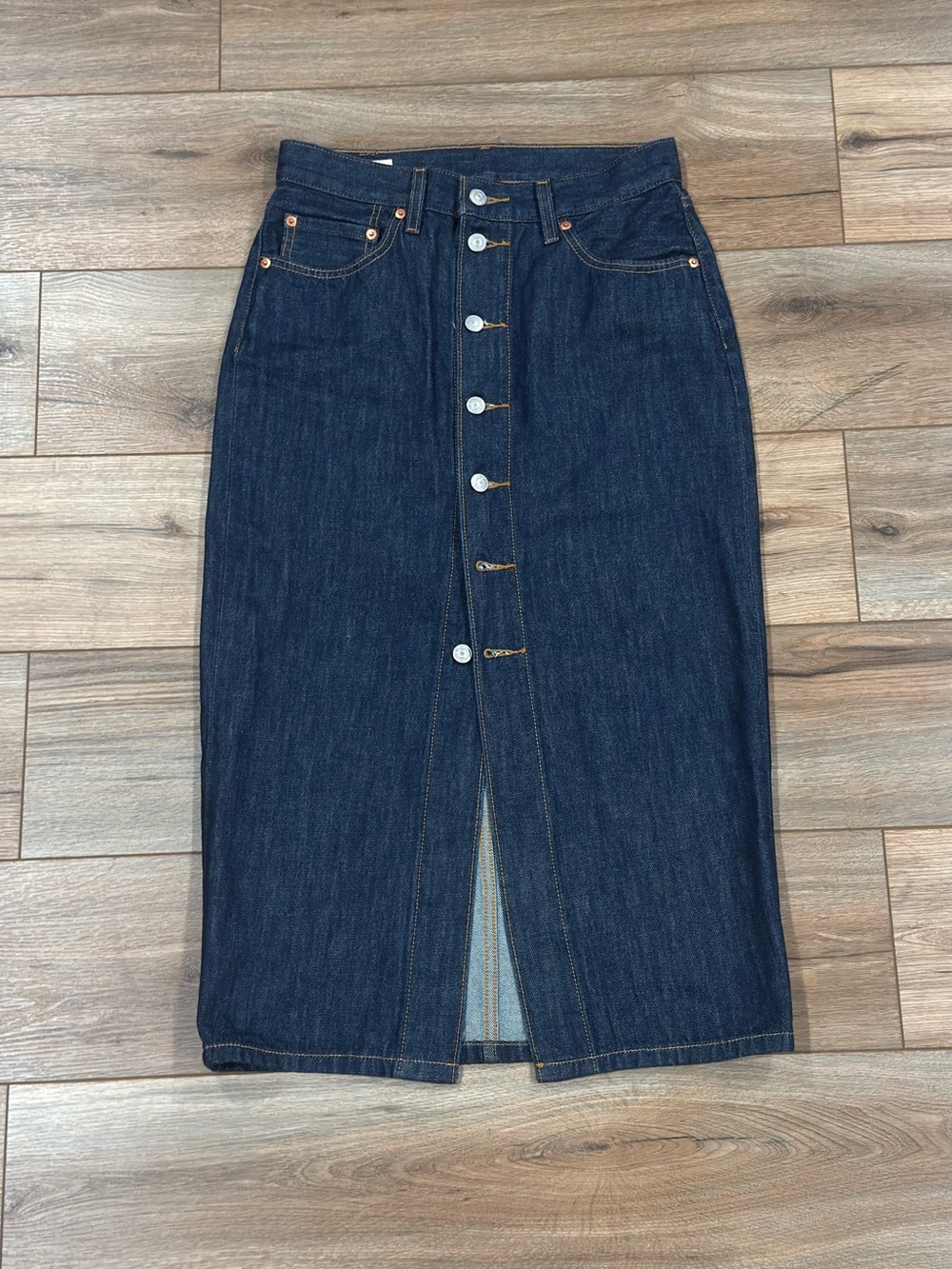 LEVI’S Boho Western Fall 100% Cotton Button-up Denim Midi Skirt | Size 27